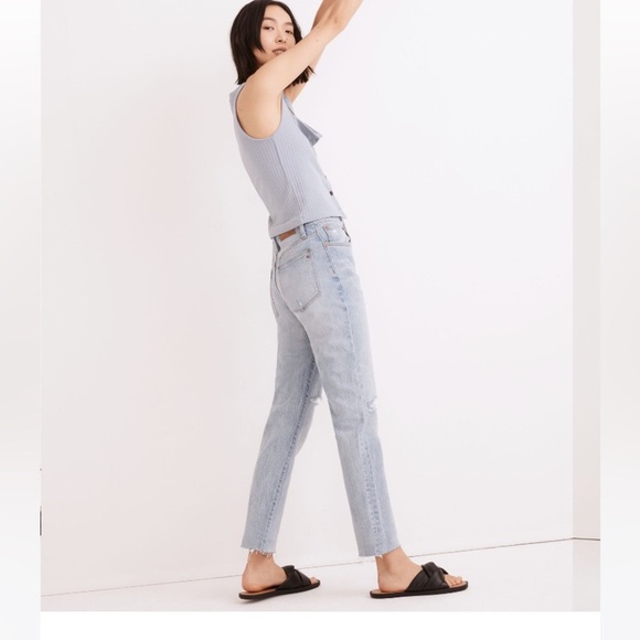 Madewell The High-Rise Slim Boyjean in Prentice Wash: Ripped Edition Women's 27 - Picture 3 of 13